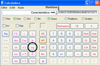 Calculadora - Logaritmo de 127